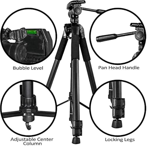 UltraPro 72-inch Tripod for Panasonic Lumix DMC-LX10, DMC-FZ2500, DMC-ZS60, DMC-ZS100, DMC-FZ1000 Digital Cameras. Bundle Includes: Mini Trip 並行輸入 UltraPro 72\" Inch Black Aluminum Camera Tripod + Wireless Remote