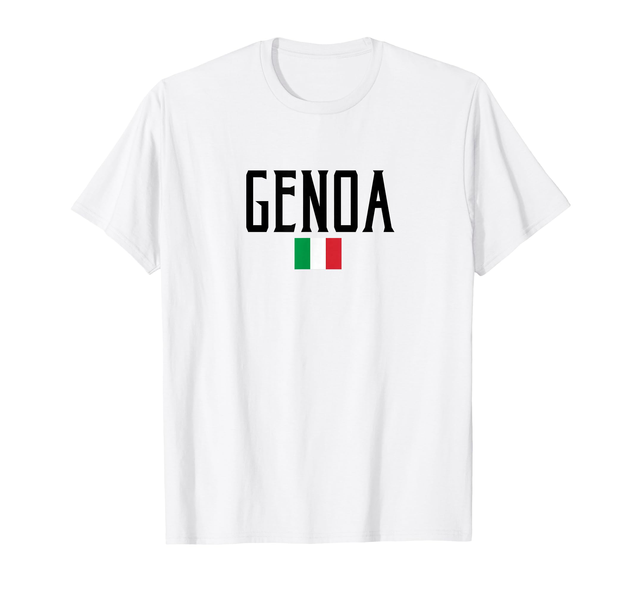 Genoa Italy Flag and Black Text T-Shirt