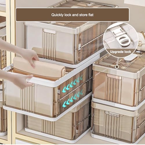 Foldable Plastic Organizer Drawers - Pullable Closet Wardrobe Organizer,47L x 30W x 22H Stackable Storage Basket with Adjustable Dividers, Space-Saving for Cupboard, Bedroom (XL gray)