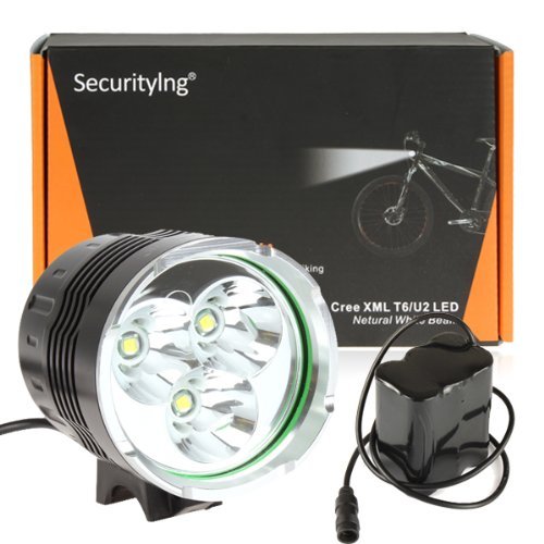 Securitying 3 x xm-l t6 led 1800lm 4 mode bicycle light + 8.4v 66…