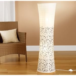 Trango Moderne Design Papieren Vloerlamp I Rijstpapier Vloerlamp in Rond Wit met design bloemenpatroon TG1240 Vloerlamp…