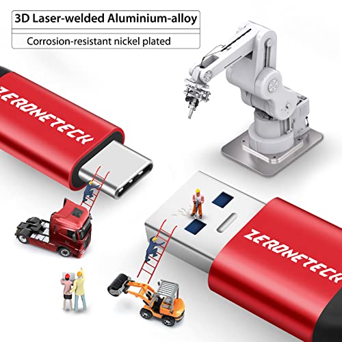 USB C Short Cable, [1FT-2 Pack] USB-A to Type-C Braided Fast Charging Cord, Power Bank and Portable Charger Cable, Compatible with Sony XZ, LG V50 V20 G5 G6, HTC 10, Moto Z Z3, Switch, Docking station