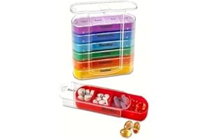 Large 28 Compartments Pill Organizer, 7 Days 4 Times a Day Stackable Weekly Pill Tower, Medicine Storage Box with Daily Color