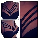 Kinghard Sexy Women Hollow Crop Tops Sheer Bralette Bustier Unpadded Bra (M)