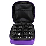 FLYMEI 16-Bottle Essential Oil Carrying Case - With Foam Insert, Inside Pocket and Handle - Strong Double Zipper - Contain 5ml,10ml,15ml Bottles - Purple