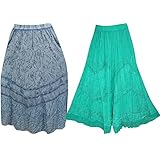 Mogul Womens Wholesale Lots Of 2 Bohemian Skirt Embroidered Flare Sexy Vintage Skirts