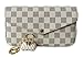 Womens Monogram Canvas Flap Purse Small Chain Cross Body Bag (white)