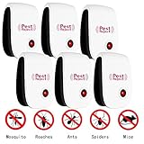 PESKI Pest Control Ultrasonic Repeller [6 Pack] - Electronic Repellent Plug In for Mosquitoes, Insects, Spiders, Mices, Roaches, Bugs, Flies, Fleas & Ants - Black