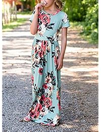 ZESICA - Vestido largo de verano con estampado floral y mangas cortas con bolsillos