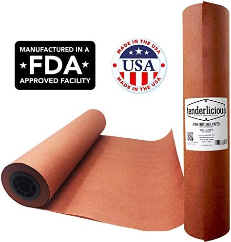 Pink Butcher Kraft Paper Roll - 18" x 175' (2100") Peach Wrapping Paper for Beef Briskets - All Natural FDA Approved Food Grade BBQ Meat Smoking Paper - Unbleached Unwaxed Uncoated Sheet