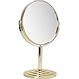 Wtrgas 1X 3X Magnifying Makeup Mirror Vanity Mirror for Tabletop Desk, Gold Standing Bathroom Cosmetic Mirror, Portable Double Sided Magnification Mirror