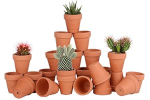 FCFKUK 24pcs Mini Clay Pots, 2.5'' Terracotta Pottery Planters, Cactus Flower Succulents Nursery Pots, with Drainage Hole, for Indoor/Outdoor