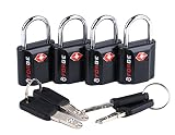 Black 4 Pack TSA Approved Travel Luggage Locks Ultra-Secure Dimple Key Travel Locks with Zinc Alloy Body