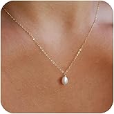 Gold Pearl Necklaces for Women: Dainty Pearl Pendant Necklace Simple 18K Gold Plated Pearl Choker Necklaces Trendy Pearl Jewelry for Women
