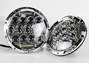 Amazon Com Pair Chrome Military Humvee Led Headlight 24 Volt Truck Hmmwv M998 Hummer H1 Automotive