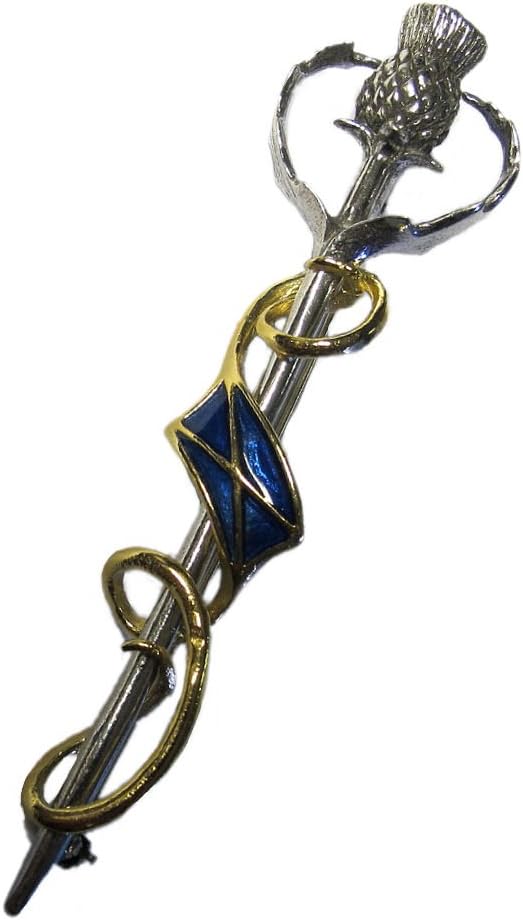 Mens Glen Esk Lowland Thistle & Saltire Scottish Kilt Pin