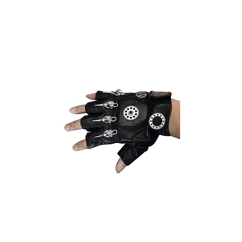 Punk Gloves Steampunk Fingerless Gloves Riveted Leather Mittens