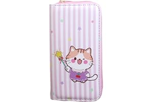 AACKS Kids Long Wallet for Little Girls Kids Long Wallet Cluth Zip Around Organizer Wallet PU Clutch Long Purse Cartoon Printed Wallet