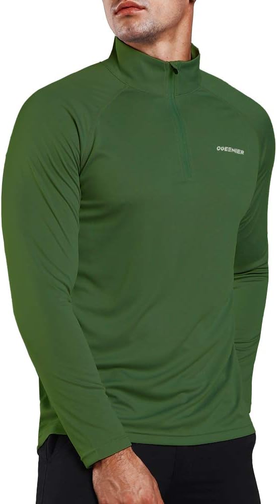 Ogeenier Men's 1/4 Zip Pullover Long Sleeve Sun Protection Shirts UPF 50+ Fishing Golf Running Polo Shirts
