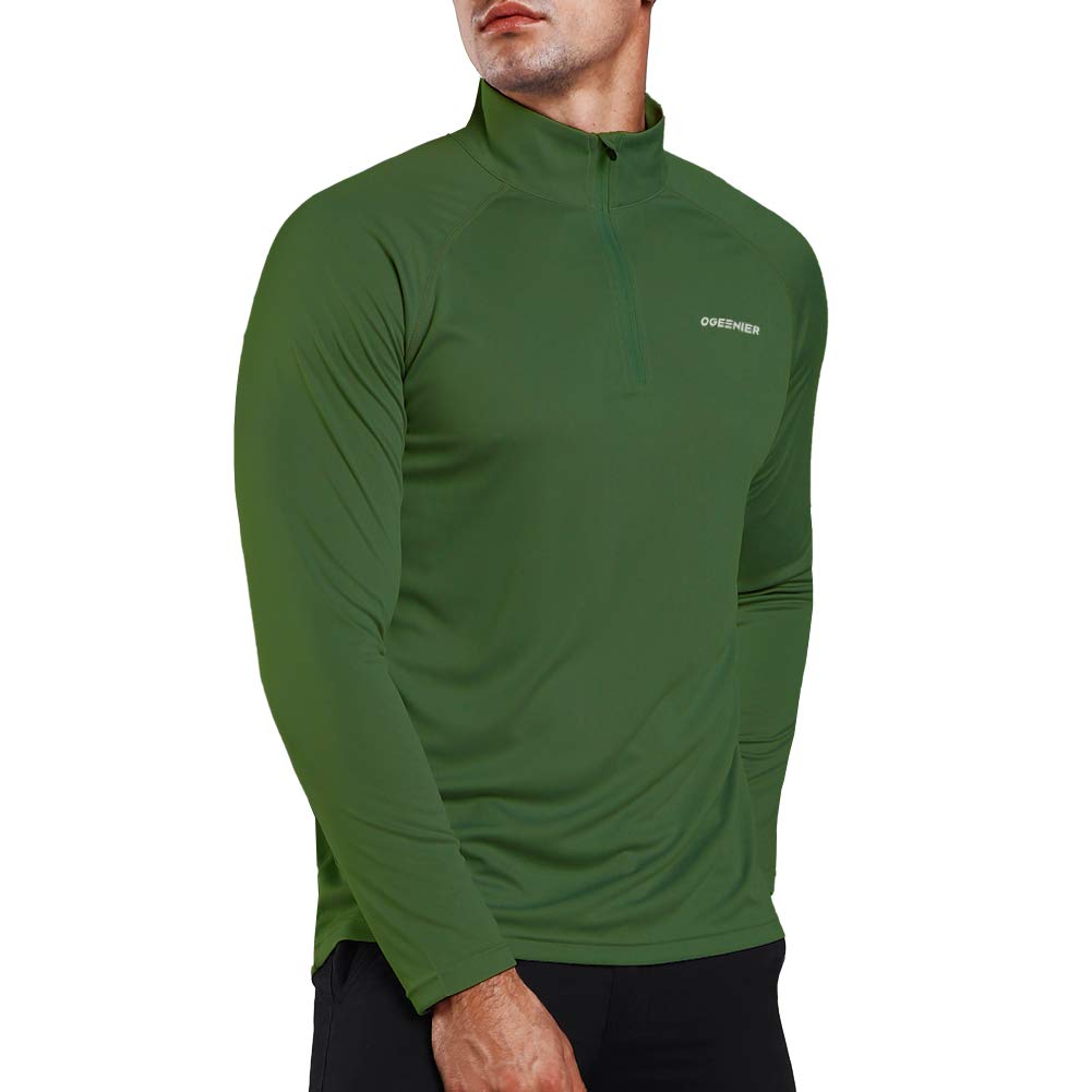 Ogeenier Men's 1/4 Zip Pullover Long Sleeve Sun Protection Shirts UPF 50+ Fishing Golf Running Polo Shirts
