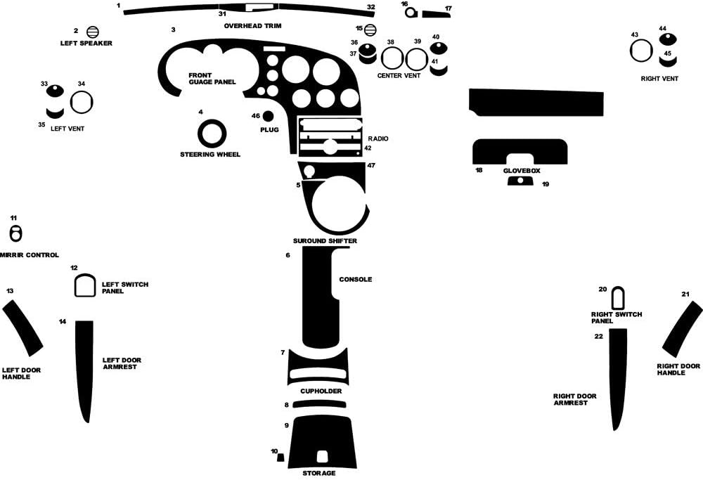 Rdash Dash Kit Decal Trim for Pontiac Solstice 2006-2009 - Camouflage (Red)