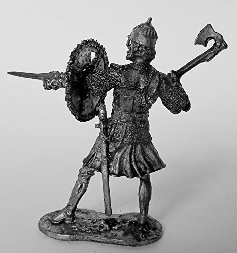 TIN HISTORY TIN FIGURES KIAVAN RUS RUSSIAN WARRIOR WITH TARCH 14TH CENT. 60MM E3