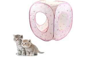 WADY Pop-Up Cat Tent with 3 Entry Holes - Collapsible Pet Shelter for Indoor Kittens, Durable Safety Design with Breathable M