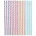 Lily's Home Reusable and Washable Straight Plastic Stripey Drinking Straws, Safe and BPA-Free, Use for Smoothies, Milkshakes, Lemonade, Iced Coffee, or Mason Jar Drinks, Bright Colors (Pack of 16)