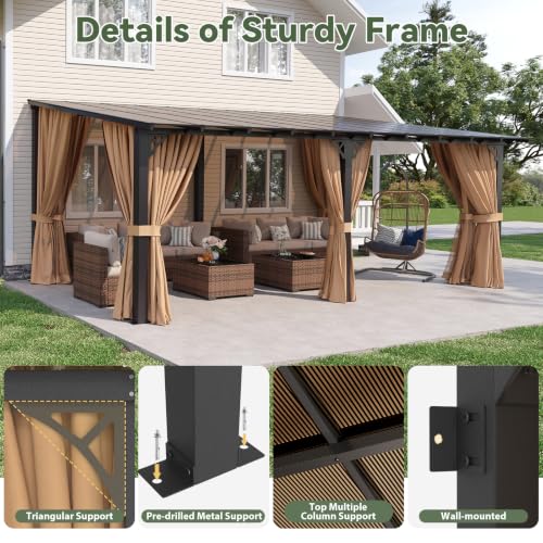 Aoxun G30059 20x10 Lean-to Gazebo Review: Wall-Mounted Pergola with Curtains and Netting image 19