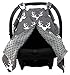 Dear Baby Gear - Car Seat Canopy - Baby Carrier Cover - Infant Car Seat Cover - Carseat Covers with Snap Opening - Carseat Canopies for Boys & Girls - 40x30 (White Antlers on Gray, Gray Reverse)