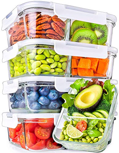 Glass Meal Prep Containers 2 Compartment - Glass Food Storage Containers with Lids - Glass Containers with Lids Glass Storage Containers with Lids Glass Food Containers Glass Lunch Containers Divided - Thumbnail 6