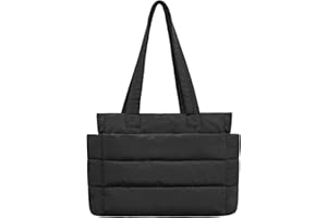 charlore Tote Bag for Women, Puffer Quilted Handbag with Compartments Lightweight Puffy Shoulder Bag for Travel, Work, Gym