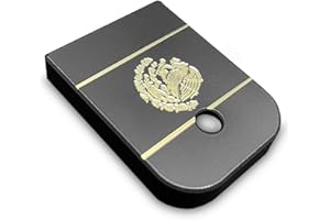 MILSPIN CNC Engraved Magazine Base Plate Compatible with Glock Gen 1-5 | Mexico Flag | Veteran Crafted in USA (Black on Brass, Models G43x G48)