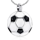 constantlife Football Cremation Jewelry for Ashes Memorial Urn Necklace Stainless Steel Soccer Pendant Keepsake Ashes Holder