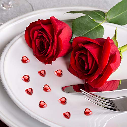 HAKACC Herzen Diamantkristalle, 1000 Stück 12mm Rot Streudeko Herzen Deko Diamanten Herz Deko für Hochzeit