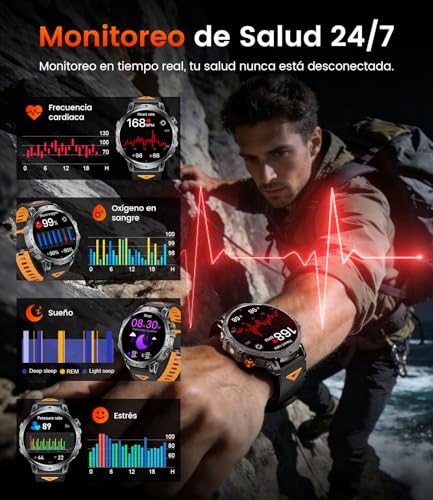 Smart Watch for Men, 1000mAh/1.85 Inch Large Smartwatch with Bluetooth Call LED Lamp, 130+ Sports Modes, IP68 Waterproof Fitness Watch with Heart Rate Monitor and