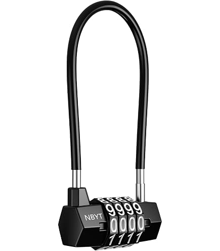 ZHEGE 4 Digit Resettable Combination Padlock - Long Shackle Waterproof Lock For Gym, School, Gate (Black & Silver) - View #2