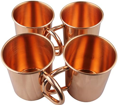 Set of 4 Solid Pure Copper Plain Moscow Mule Mugs 16 Oz Ayurveda Healing #MMM7-4