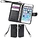 Wisdompro iPhone 6 Plus Case, iPhone 6s Plus Case, Premium PU Leather 2-in-1 Protective Folio Flip Wallet Case with Credit Card Holder Slots and Wrist Lanyard for Apple iPhone 6 Plus 6s Plus-Black