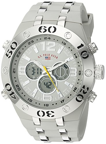 U.S. Polo Assn. Sport Men's Quartz Metal and Rubber Casual Watch, Color:Grey (Model: US9433)
