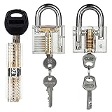 LeaningTech Lock Padlocks Training Set Locksmith with Crystal Cutaway of 3 Most Common Locks