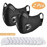 Dust Mask, NASUM Dust Breathing Mask - 2 Pcs Half Face Masks& 12 Pcs Replaceable Cotton, Anti Dust Mask for Pollen Allergy Woodworking Mowing Running Cycling Outdoor Activities