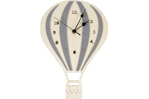 RUNROTOO Hot Air Balloon Wall Clock Mute Silent Art Decor Wall Clock for Home Office Living Room, Light Grey
