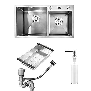 Homelava évier Inox à Deux 2 Bacs En Acier Inoxydable 304 Avec