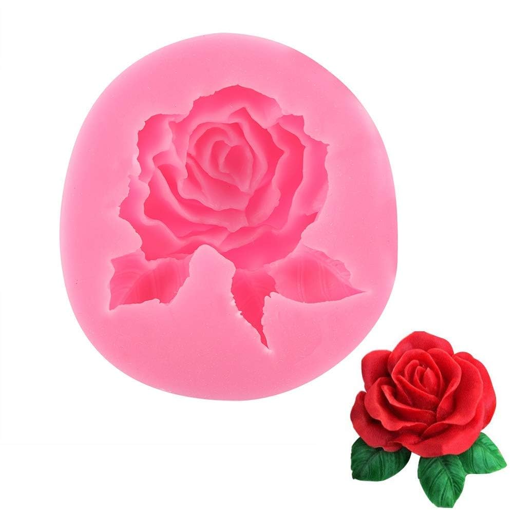 Duokon Silicone Rose Mold, Pink, Food Grade Silicone Mold for Cake, Chocolate, Candy, Ice Cube, Handcrafts