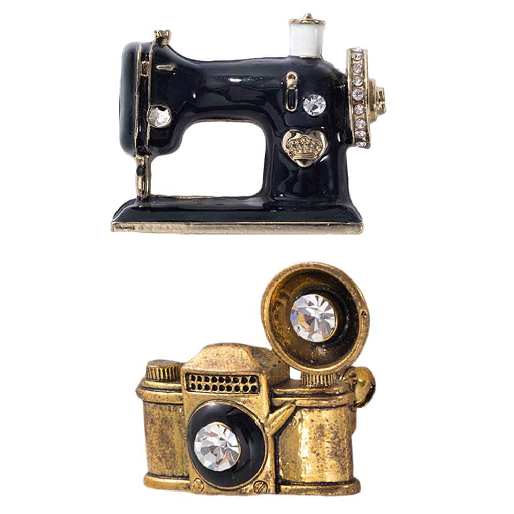 2pcs Sewing Machine Lapel Pin Brooch Pin Sewing Machine Charm Pendant for Women Sewing Badge Pins Jewelry Making