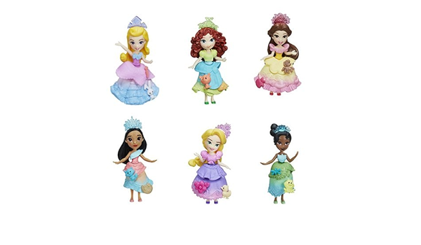 Amazon Com Doll Disney Princess Small Aurora Merida Belle Pocahontas Rapunzel Tiana Wave 6 Set Toys Games