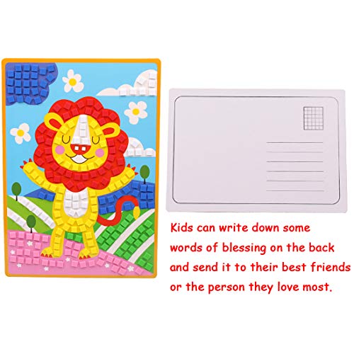 Lovyan Mosaic Stickers Art Kits for Kids 4 Pack DIY Handmade Art Crafts with Card Stands, 1080 Sticky Tiles (Zoo Animals)