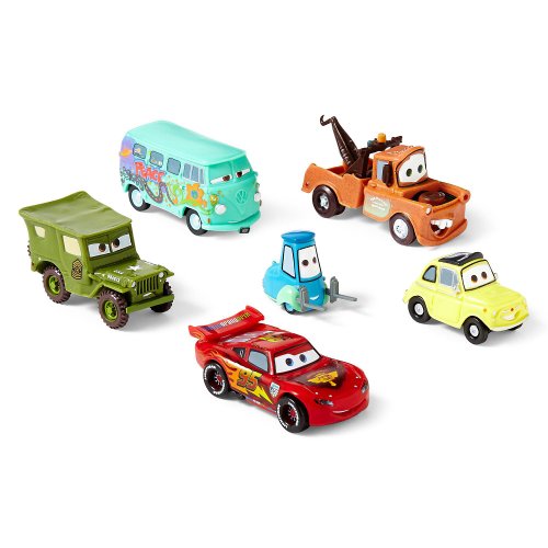 Disney Cars 6 pc Lightning McQueen, Luigi, Guido, Mater, Sarge, Filmore Figur...