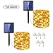 Cusomik Solar Powered String Lights, 200 LED Copper Wire Lights, 75ft 8 Modes Starry Lights, IP65 Waterproof Fairy Christmas Decorative Lights for patio,Wedding,Party,UL588 and TUVus Approved 2 pack